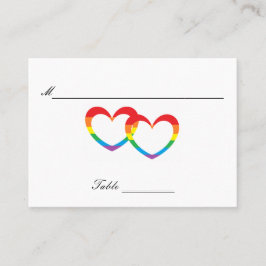 "Rainbow Double Hearts"-tafelkaarten van gasten Plaatskaartje