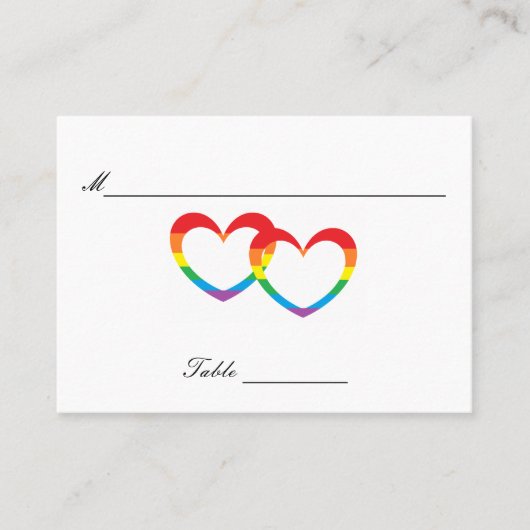 "Rainbow Double Hearts"-tafelkaarten van gasten Plaatskaartje (Voorkant)