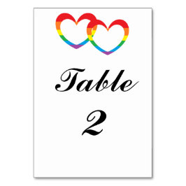 "Rainbow Double Hearts" Tafelnummer Kaarten