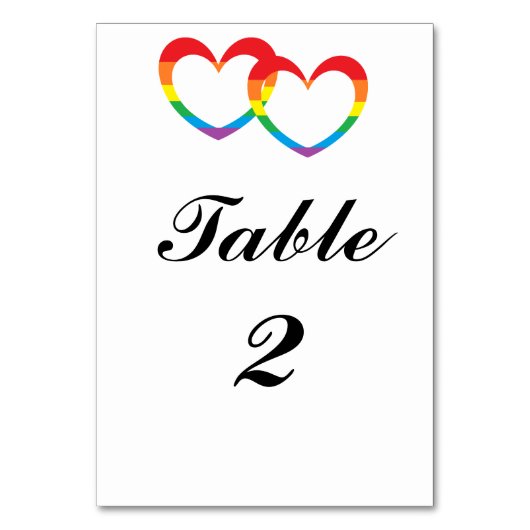 "Rainbow Double Hearts" Tafelnummer Kaarten (Voorkant)