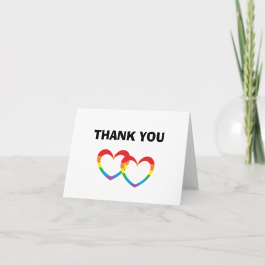 "Rainbow Double Hearts" Thank You Cards Bedankkaart (Voorkant)