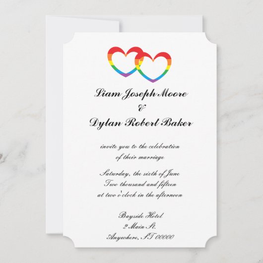 "Rainbow Double Hearts" Uitnodigingen voor een bru (Voorkant)