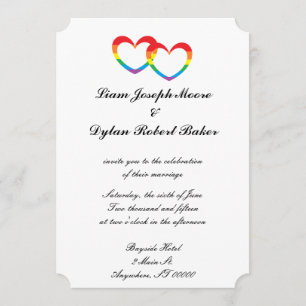 "Rainbow Double Hearts" Wedding-uitnodigingen Kaart