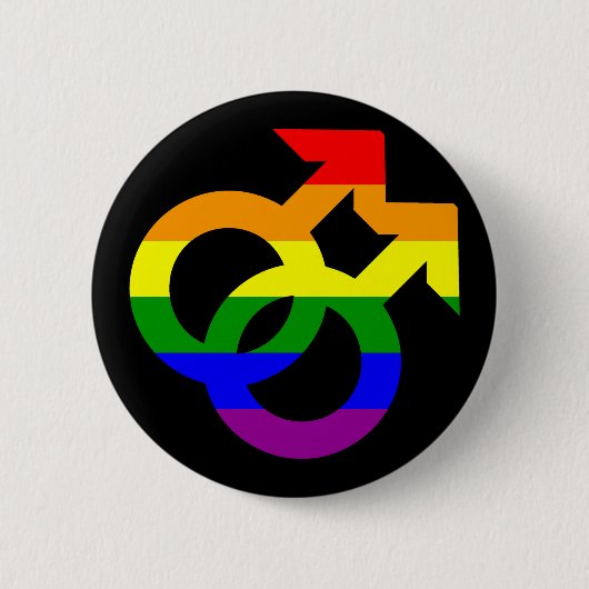 Rainbow Double Male Symbool Ronde Button 5,7 Cm (Voorkant)