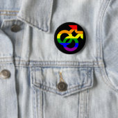Rainbow Double Male Symbool Ronde Button 5,7 Cm (In situ)