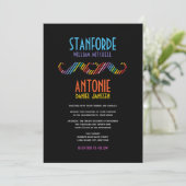 Rainbow Double Mustaches Simple Modern Gay Wedding Kaart (Staand voorkant)