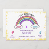 Rainbow Double verjaardagsuitnodiging Kaart (Voorkant / Achterkant)