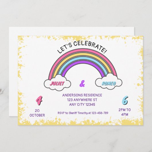 Rainbow Double verjaardagsuitnodiging Kaart (Voorkant / Achterkant)