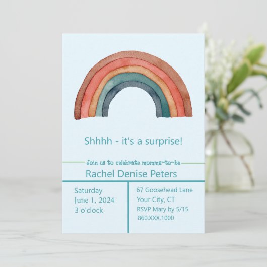 RAINBOW Douche Uitnodiging (Staand voorkant)