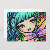 Rainbow Draairy Flower Fairy Fantasy Postcard Briefkaart (Voorkant / Achterkant)