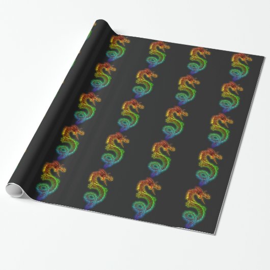 Rainbow Dragon Cadeaupapier (Uitgerold)