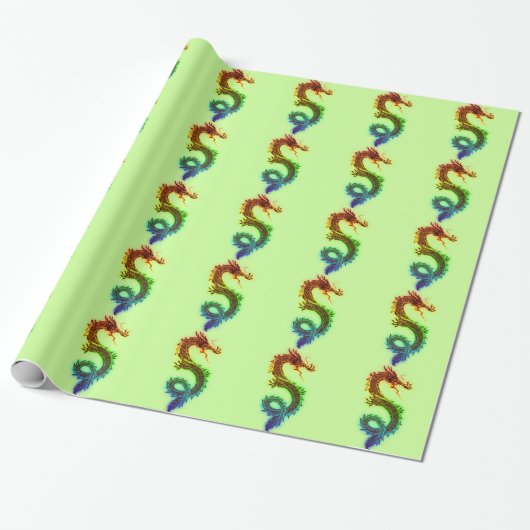 Rainbow Dragon Cadeaupapier (Uitgerold)