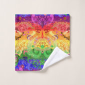 Rainbow Dragon Damask - Gay Pride Flag Colors Bad Handdoek (Wasdoekje)