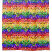Rainbow Dragon Damask - Gay Pride Flag Colors Douchegordijn (Voorkant)