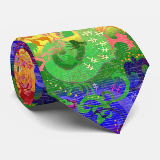 Rainbow Dragon Damask - Gay Pride Flag Colors Stropdas (Opgerold)