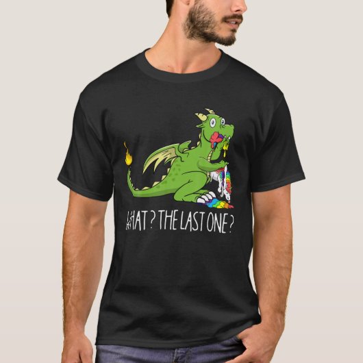 Rainbow Dragon Dinosaur die een Unicorn wat eet? D T-shirt (Voorkant)