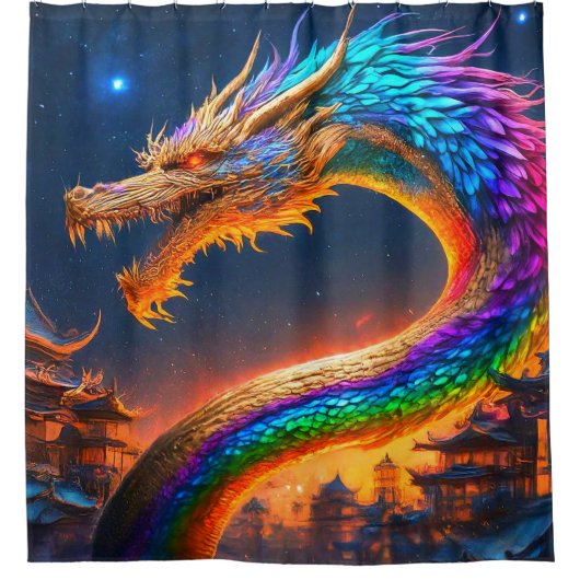 Rainbow Dragon Douchegordijn (Voorkant)
