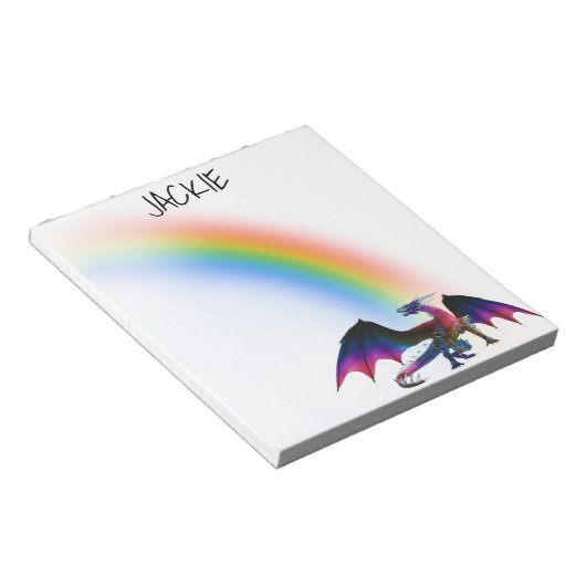Rainbow Dragon - Gepersonaliseerde naam Notitieblok (Schuin)