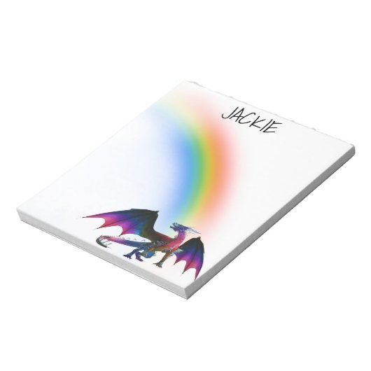 Rainbow Dragon - Gepersonaliseerde naam Notitieblok (Linkerzijde)
