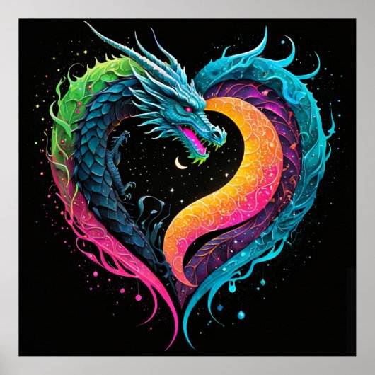 Rainbow Dragon Heart Poster (Voorkant)
