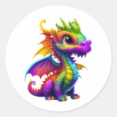 Rainbow Dragon Ronde Sticker (Voorkant)