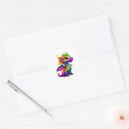 Rainbow Dragon Ronde Sticker