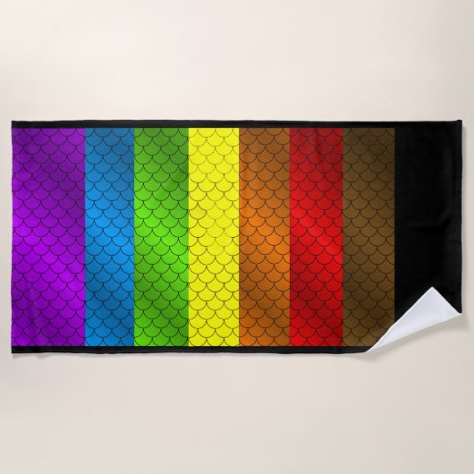 Rainbow Dragon Scales Beach Towel Strandlaken (Voorkant)