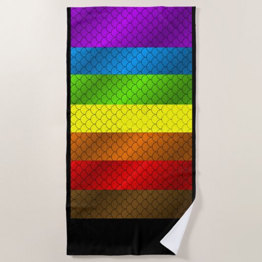 Rainbow Dragon Scales Beach Towel Strandlaken (Voorkant)