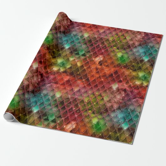 Rainbow Dragon Scales Cadeaupapier (Uitgerold)
