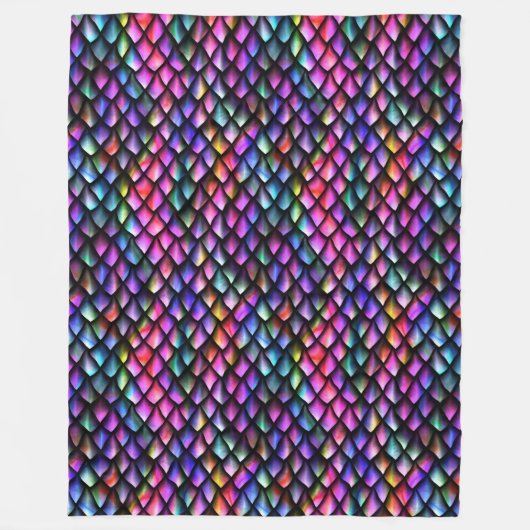 Rainbow Dragon Scales Fleece Blanket Deken (Voorkant)