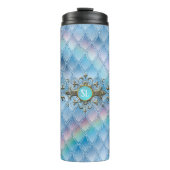 Rainbow Dragon Scales Gemstone Monogram Thermosbeker (Voorkant)