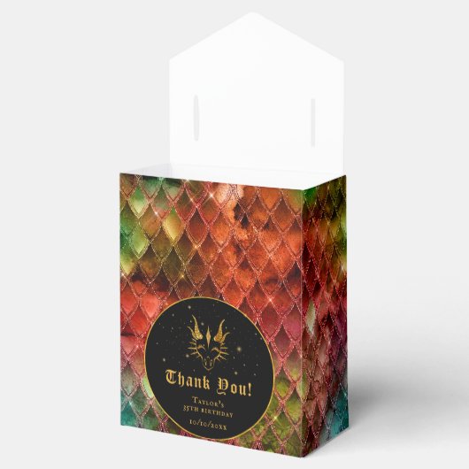 Rainbow Dragon Scales Gouden Verjaardag Dank u Bedankdoosjes (Geopend)