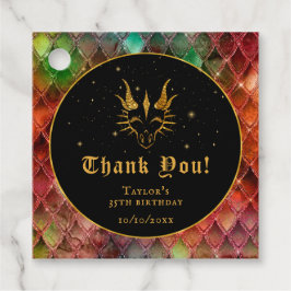 Rainbow Dragon Scales Gouden Verjaardag Dank u Bedankjes Labels