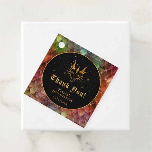 Rainbow Dragon Scales Gouden Verjaardag Dank u Bedankjes Labels (In situ)