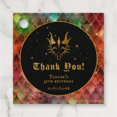 Rainbow Dragon Scales Gouden Verjaardag Dank u Bedankjes Labels (Voorkant)