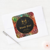 Rainbow Dragon Scales Gouden Verjaardag Dank u Vierkante Sticker (Envelop)