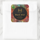 Rainbow Dragon Scales Gouden Verjaardag Dank u Vierkante Sticker (Tas)