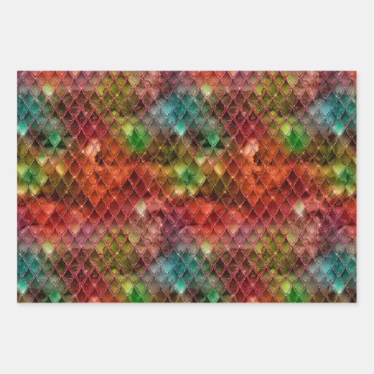 Rainbow Dragon Scales Inpakpapier Vel (Voorkant)