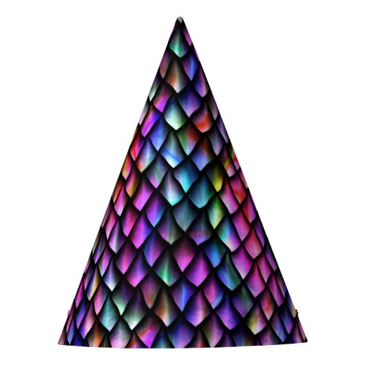 Rainbow Dragon Scales Party Pet Feesthoedjes (Voorkant)
