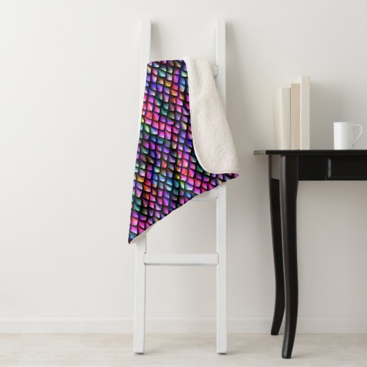Rainbow Dragon Scales Sherpa Blanket Deken (In situ)