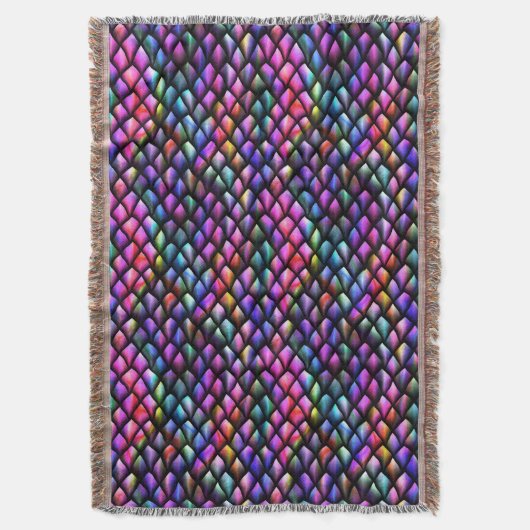 Rainbow Dragon Scales Throw Deken (Voorkant Verticaal)
