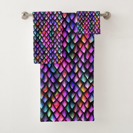 Rainbow Dragon Scales Towel Set Bad Handdoek (Insitu)