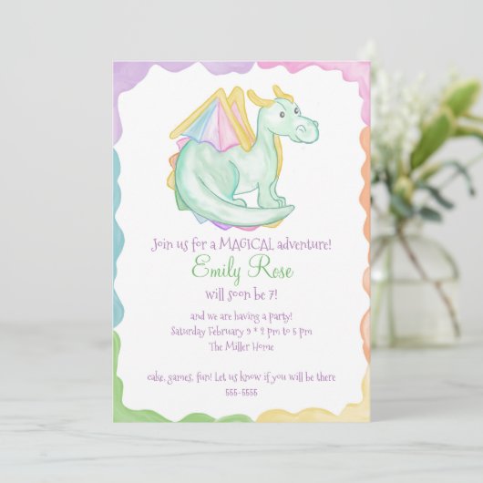 Rainbow Dragon Uitnodiging (Staand voorkant)