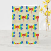 Rainbow Dragonfly Blank Groet Kaart (Gele Bloem)