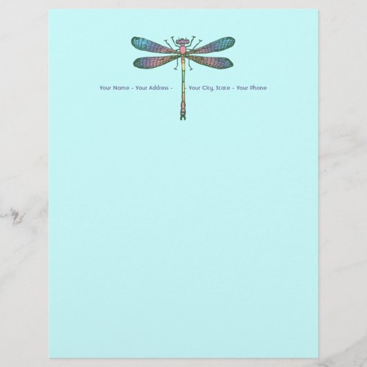 Rainbow Dragonfly Briefhoofd Sjabloon (Voorkant)
