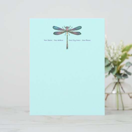 Rainbow Dragonfly Briefhoofd Sjabloon (Staand voorkant)