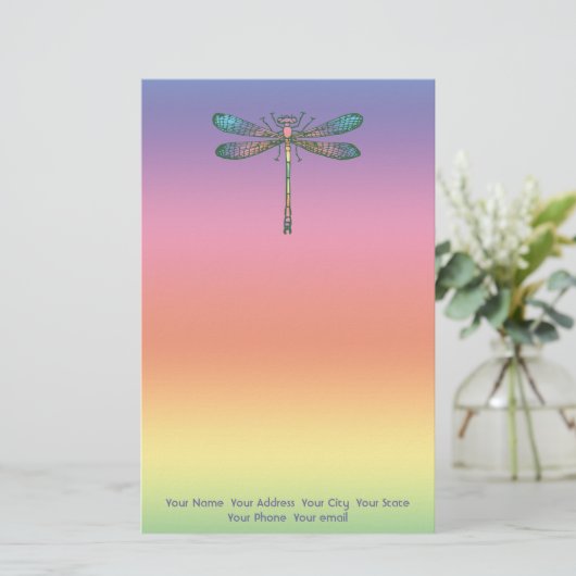 Rainbow Dragonfly Briefpapier (Staand voorkant)