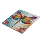 Rainbow Dragonfly - Kleurrijke veelkleurige Tegeltje (Zijkant)