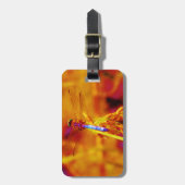 Rainbow Dragonfly op amber en fuschia Bagagelabel (Voorkant verticaal)