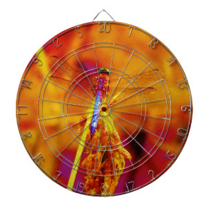 Rainbow Dragonfly op amber en fuschia Dartbord